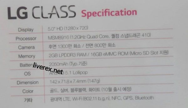 LG Class proved to be a compact smartphone with a 5-inch screen
