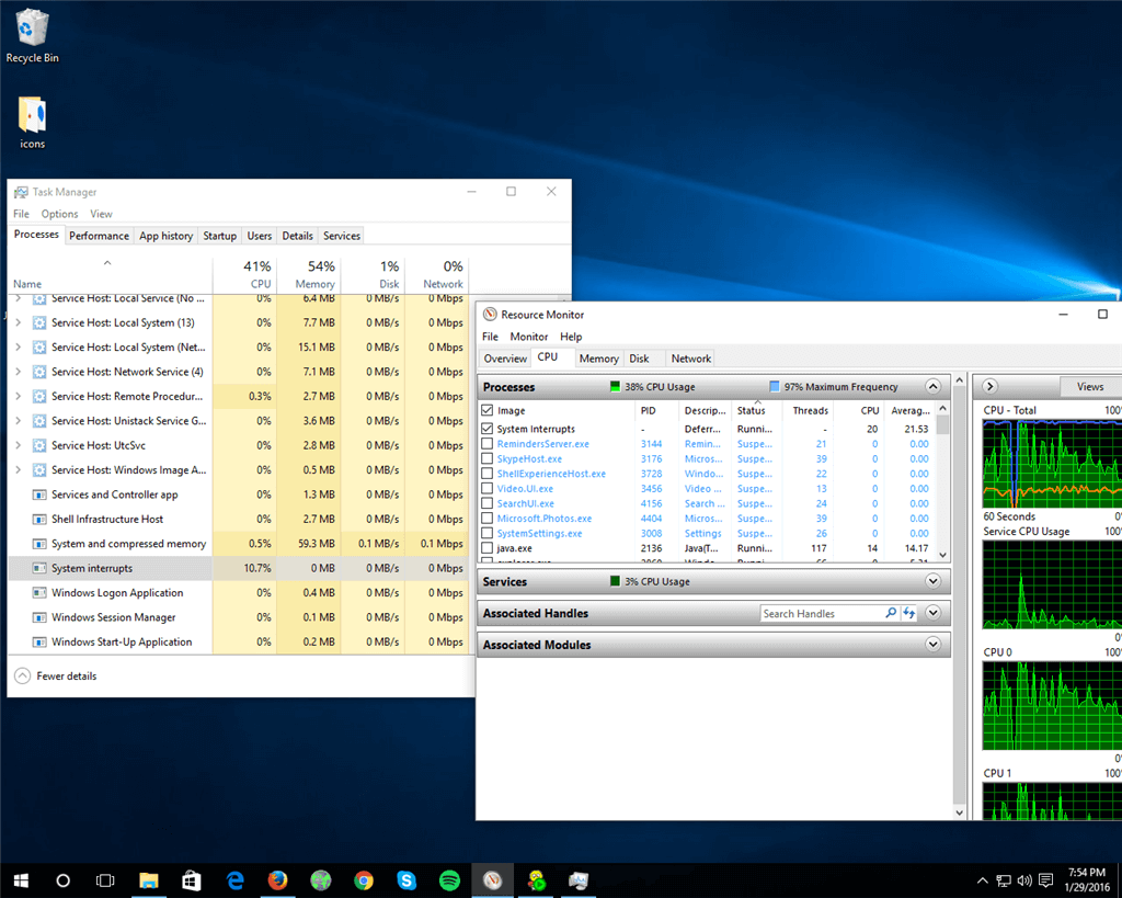 How to disable interrupts in Windows 10?