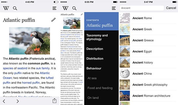 iOS-app Wikipedia restart with a new design